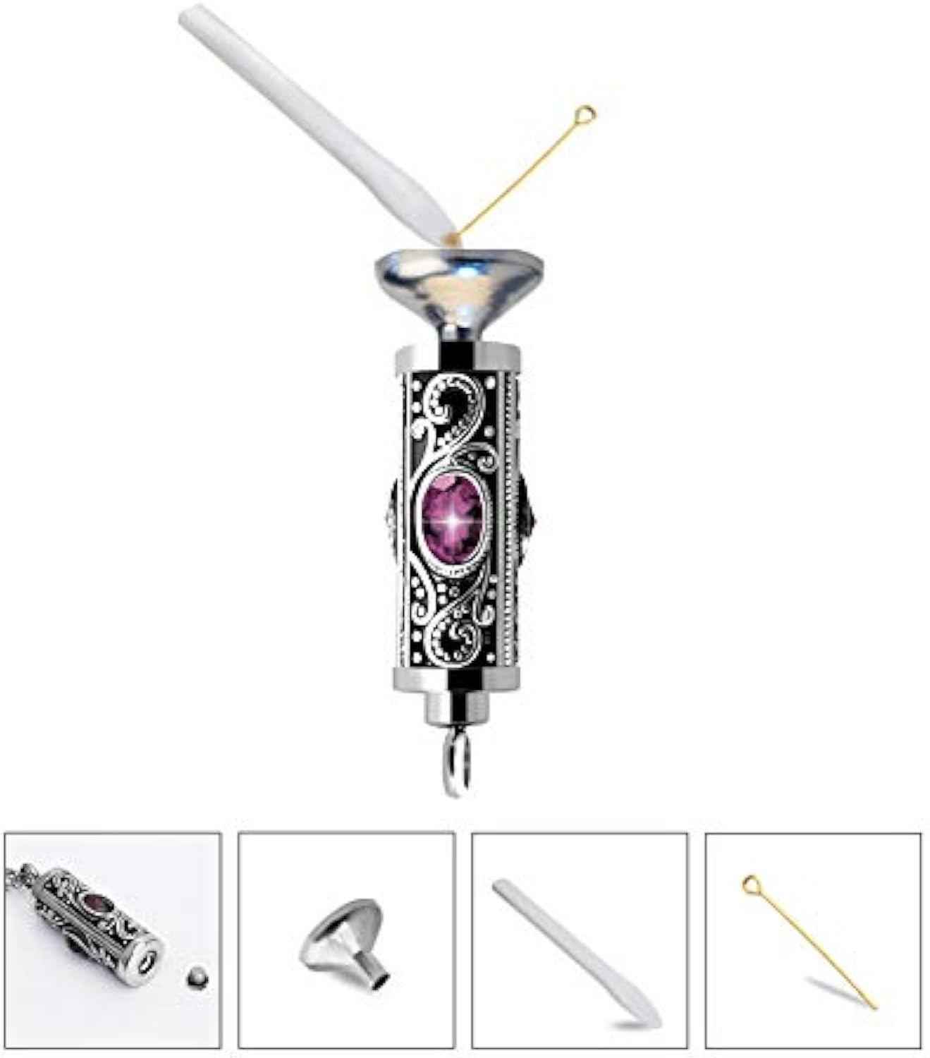 Crystal urn stainless steel memorial necklace