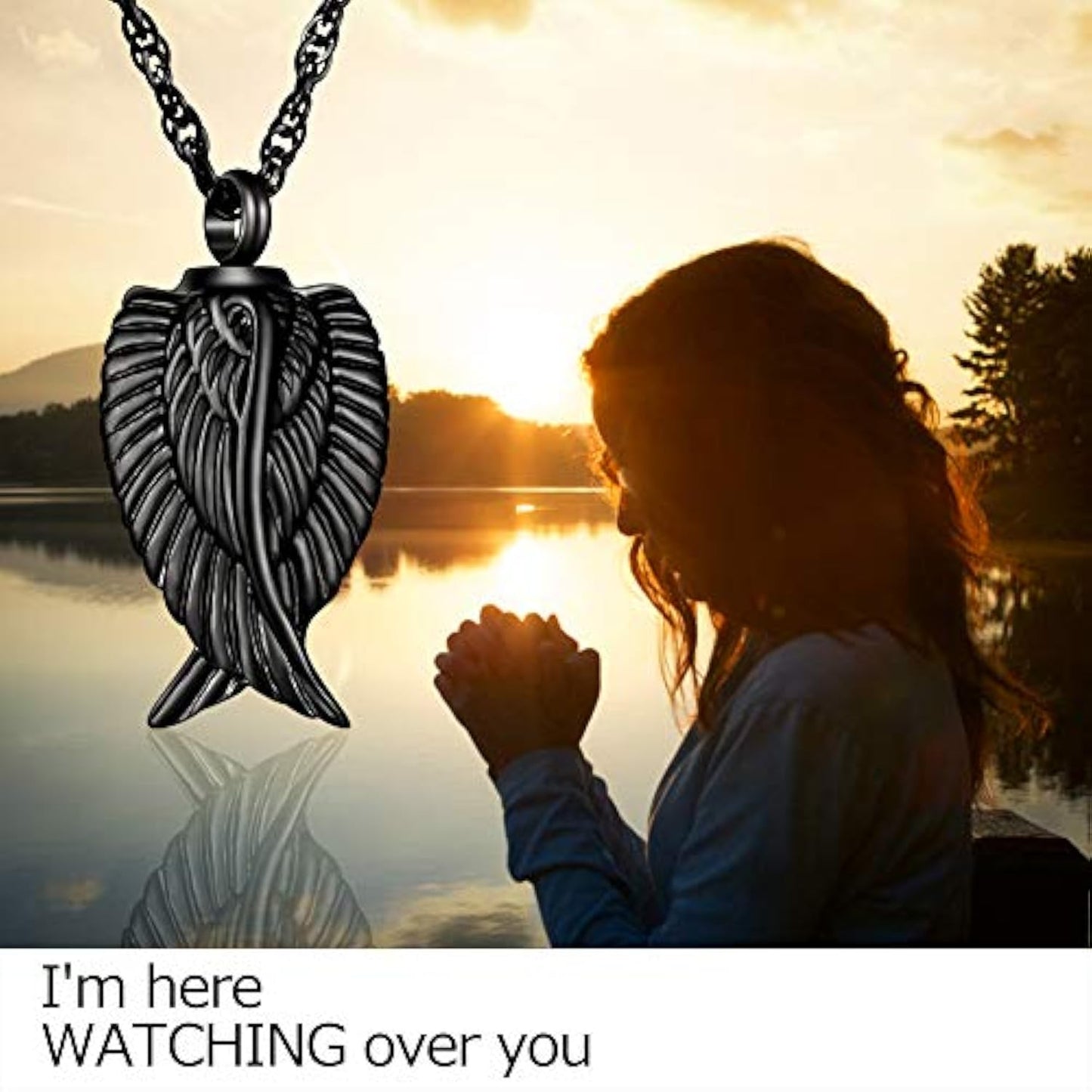 Angel Wings Urn Memorial Necklace - I'm Here to Watch Over You