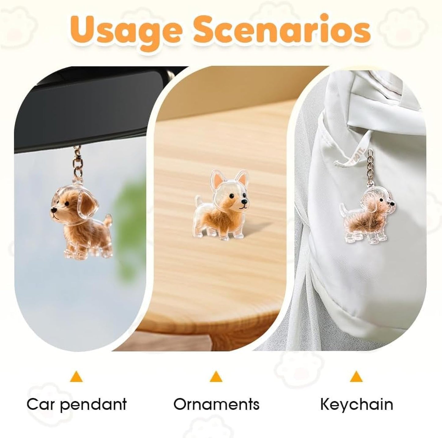 Dog and Cat Hair Storage Decorative Souvenir Keychain Pendant Pet Souvenir, Pet Lover Gift