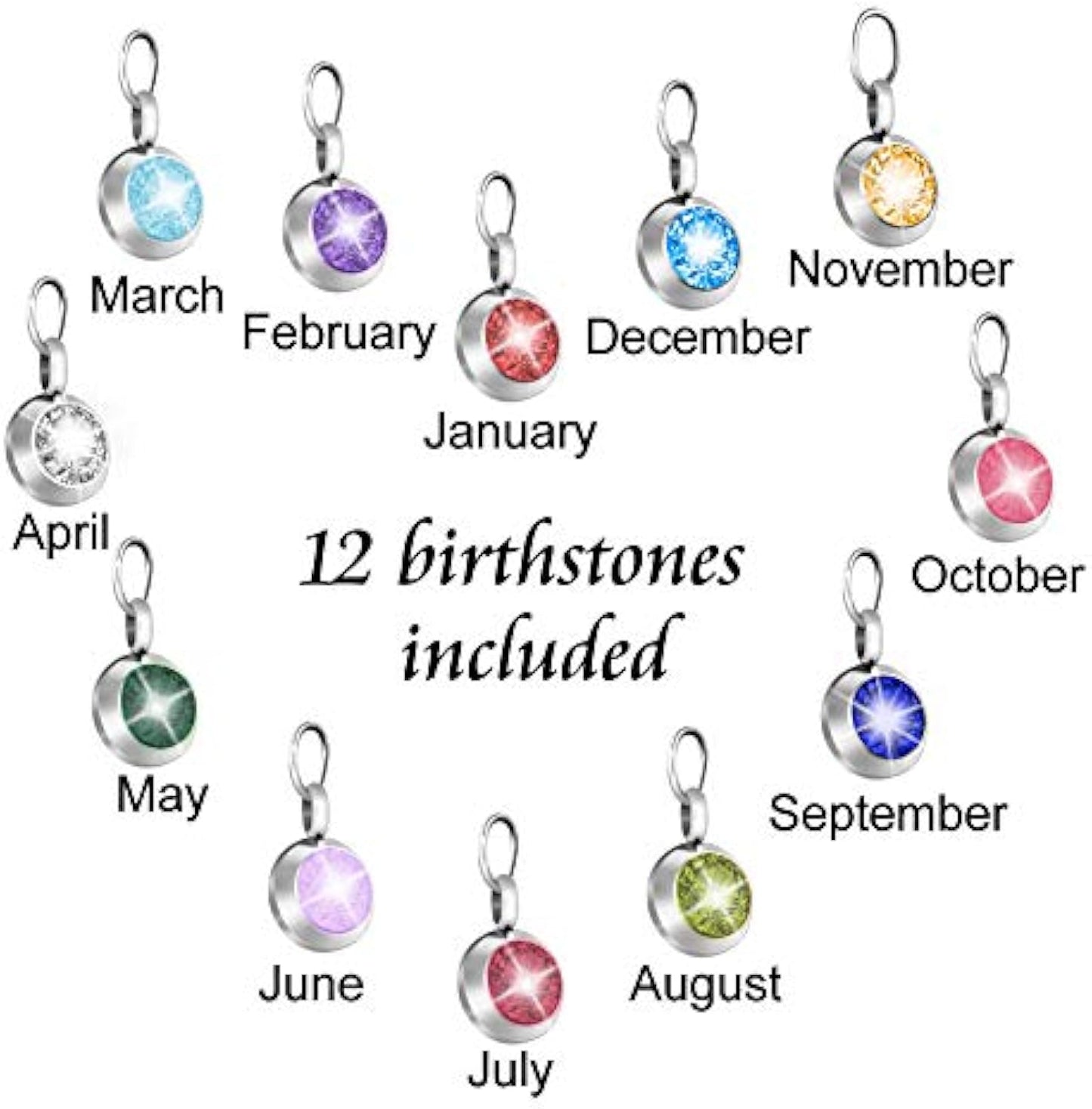 Heart-Shaped Urn Necklace with 12 Birthstones - Your Wings Are Ready, But My Heart Is Not