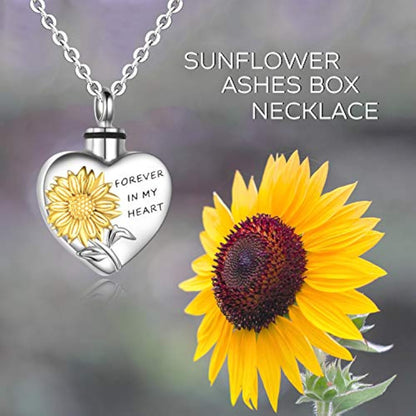 Sterling Silver Sunflower Urn Memorial Necklace Gift
