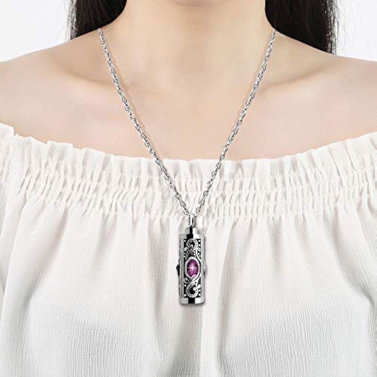 Crystal urn stainless steel memorial necklace