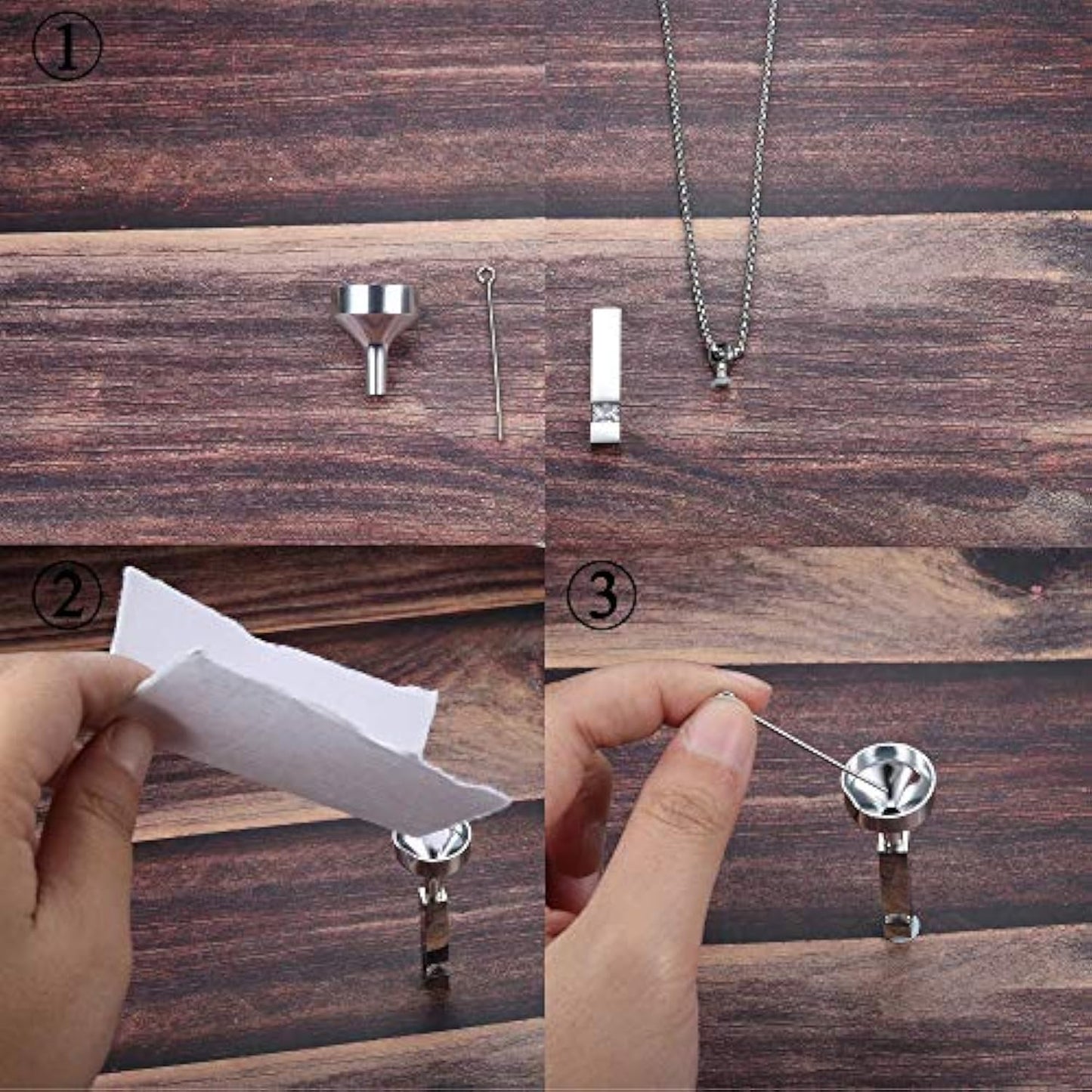 Stainless Steel Cremation Ashes Necklace with Cubic Zirconia