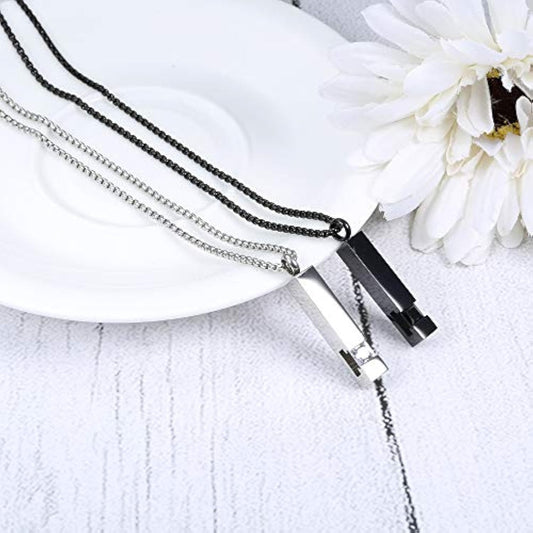 Stainless Steel Cremation Ashes Necklace with Cubic Zirconia