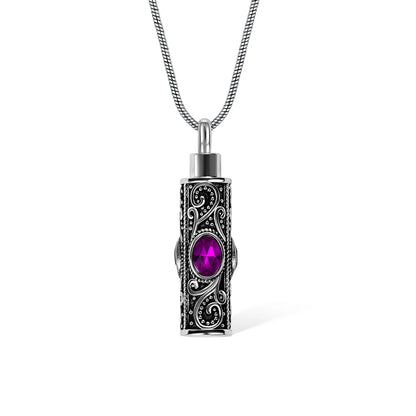 Gemstone vintage cylindrical urn necklace, can be used as ashes, cremation jewelry, keepsake, sympathy gift, suitable for pets/family/friends/loved ones