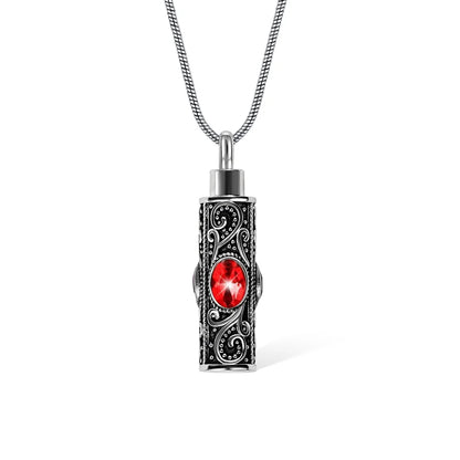 Gemstone vintage cylindrical urn necklace, can be used as ashes, cremation jewelry, keepsake, sympathy gift, suitable for pets/family/friends/loved ones