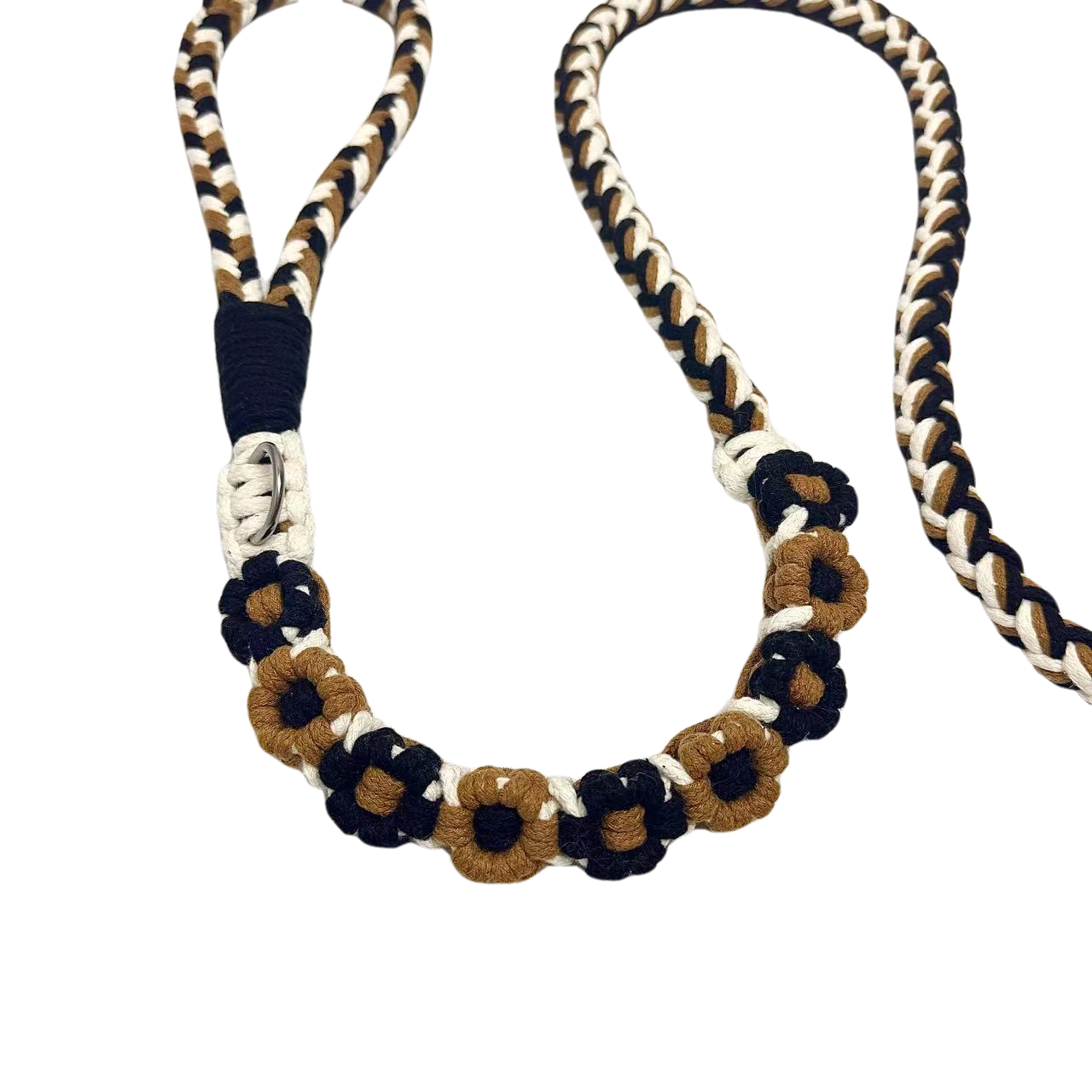 Nine Flowers Rope Dog Leash (Black Brown)