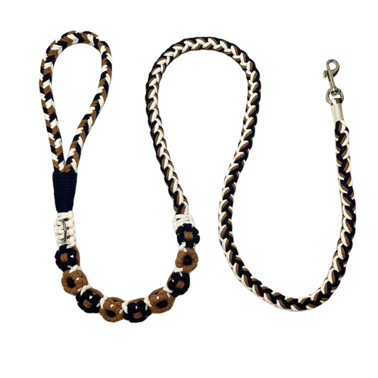 Nine Flowers Rope Dog Leash (Black Brown)