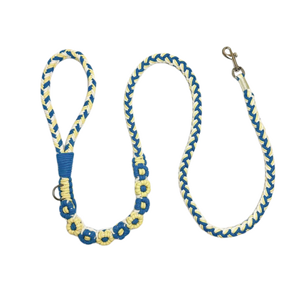 Nine Flowers Rope Dog Leash (Blue Yellow)
