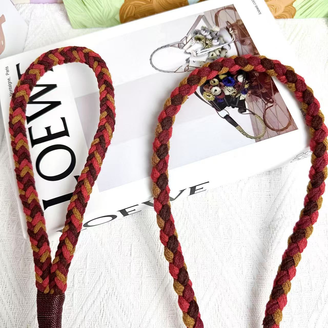 Five Flowers Rope Dog Leash (Red and Brown)