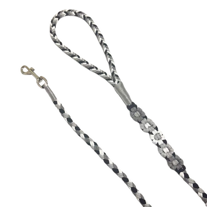 Five Flowers Rope Dog Leash (Black and Gray)