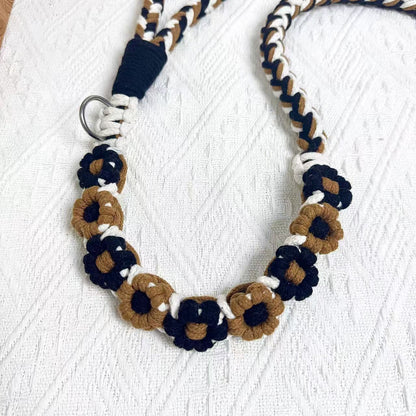 Nine Flowers Rope Dog Leash (Black Brown)