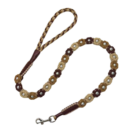 Gradient Brown | Hand-woven 25-flower dog leash