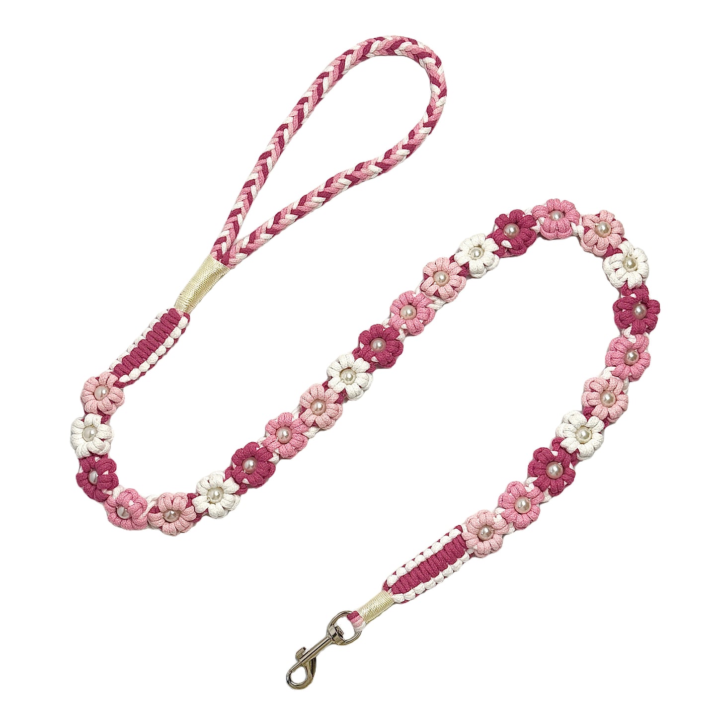 Gradient Pink | Hand-woven 25-flower dog leash