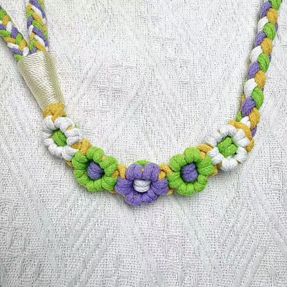 Five Flowers Rope Dog Leash (Green and Yellow)