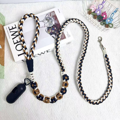 Nine Flowers Rope Dog Leash (Black Brown)