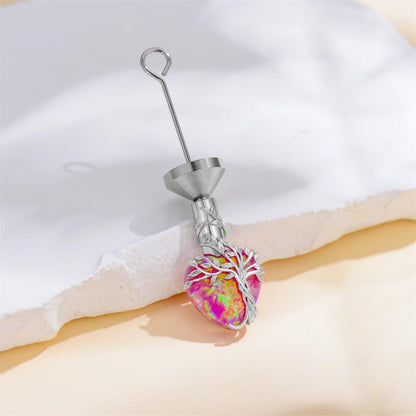 Sterling Silver Crystal Heart Tree of Life Urn Necklace for Ashes