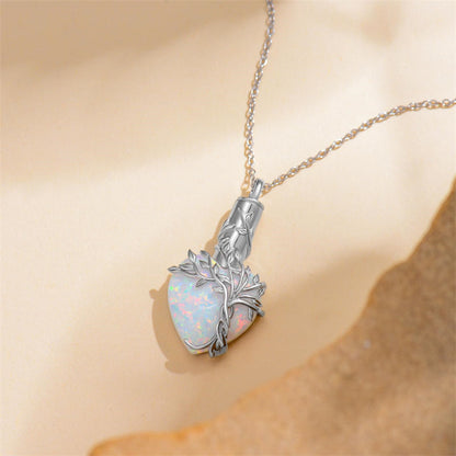 Sterling Silver Crystal Heart Tree of Life Urn Necklace for Ashes