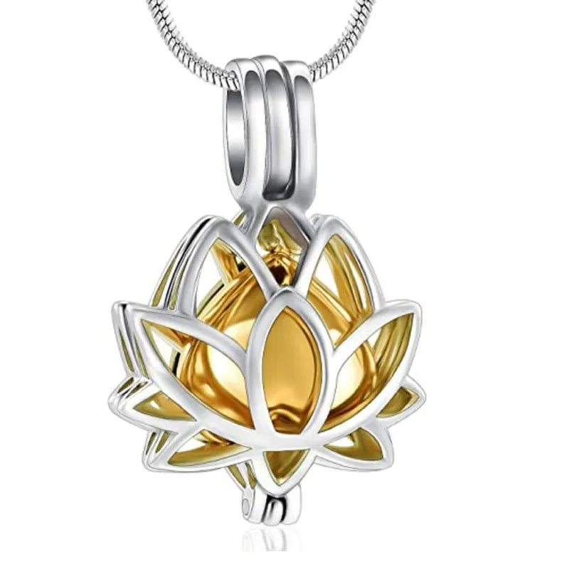 Personalized Lotus Flower with Mini Keepsake Urn Ashes Cremation Necklace Memorial Sympathy Gift for Loss of Loved One