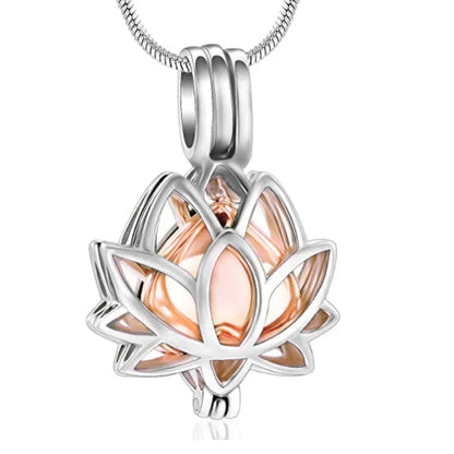 Personalized Lotus Flower with Mini Keepsake Urn Ashes Cremation Necklace Memorial Sympathy Gift for Loss of Loved One