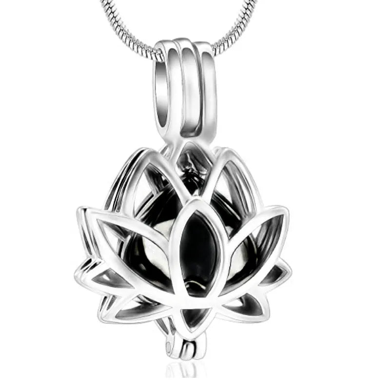 Personalized Lotus Flower with Mini Keepsake Urn Ashes Cremation Necklace Memorial Sympathy Gift for Loss of Loved One