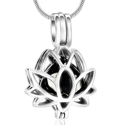 Personalized Lotus Flower with Mini Keepsake Urn Ashes Cremation Necklace Memorial Sympathy Gift for Loss of Loved One