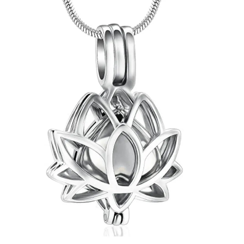 Personalized Lotus Flower with Mini Keepsake Urn Ashes Cremation Necklace Memorial Sympathy Gift for Loss of Loved One