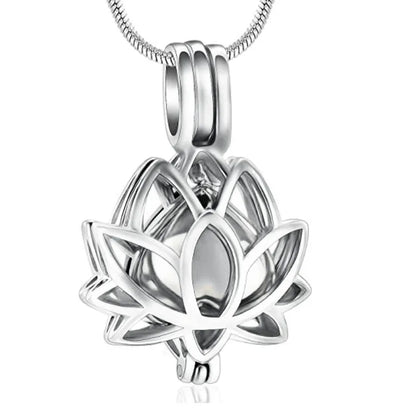 Personalized Lotus Flower with Mini Keepsake Urn Ashes Cremation Necklace Memorial Sympathy Gift for Loss of Loved One