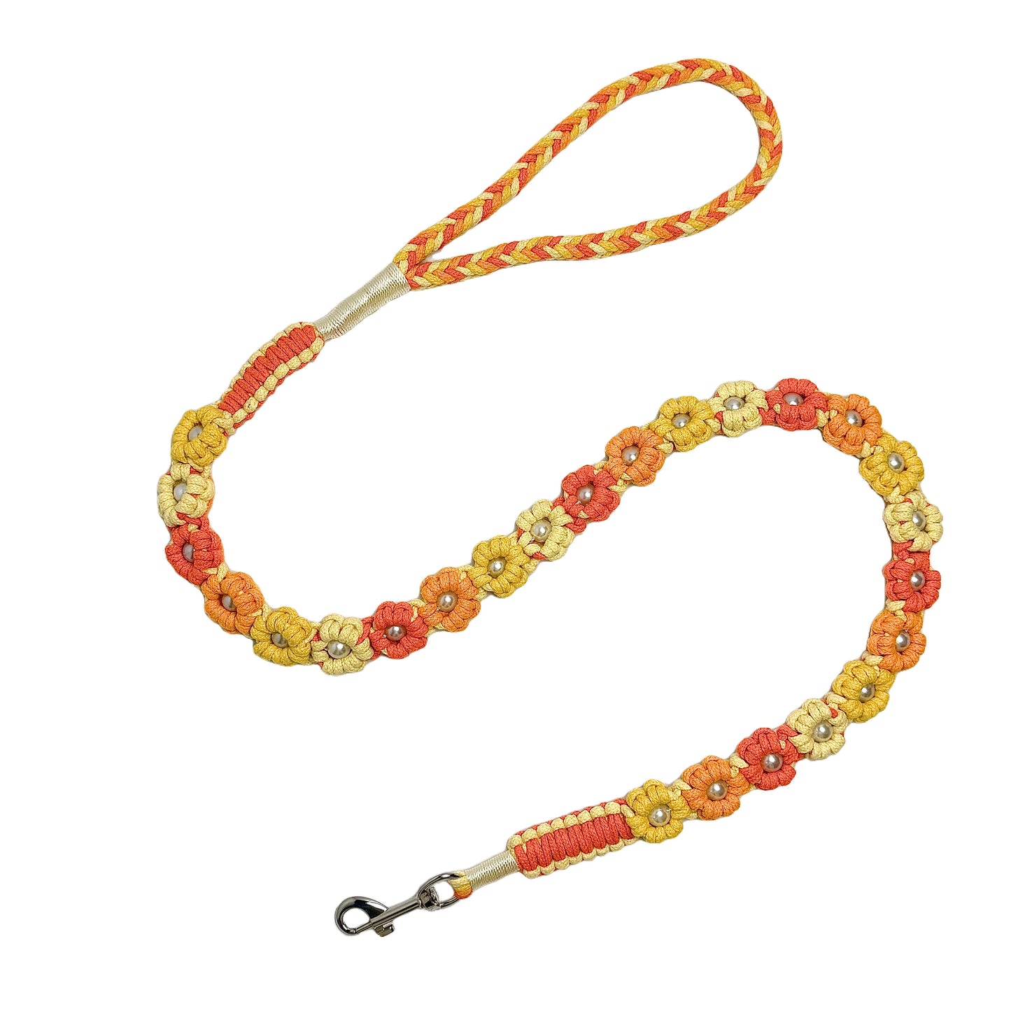 Gradient Yellow | Hand-woven 25-flower dog leash
