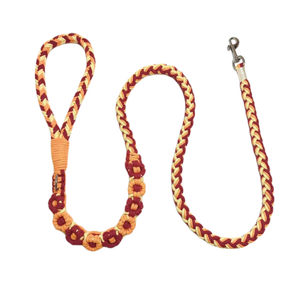 Nine Flowers Rope Dog Leash (Orange Red)