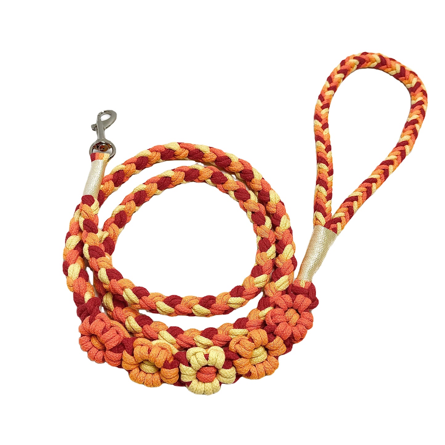 Five Flowers Rope Dog Leash (Orange and Yellow)