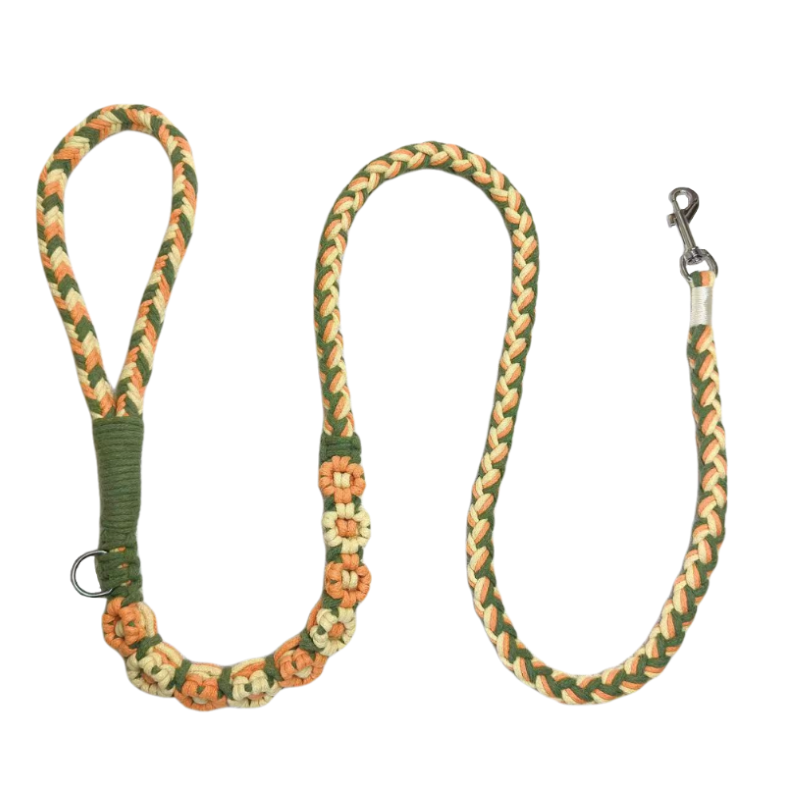 Nine Flowers Rope Dog Leash (Orange Yellow)