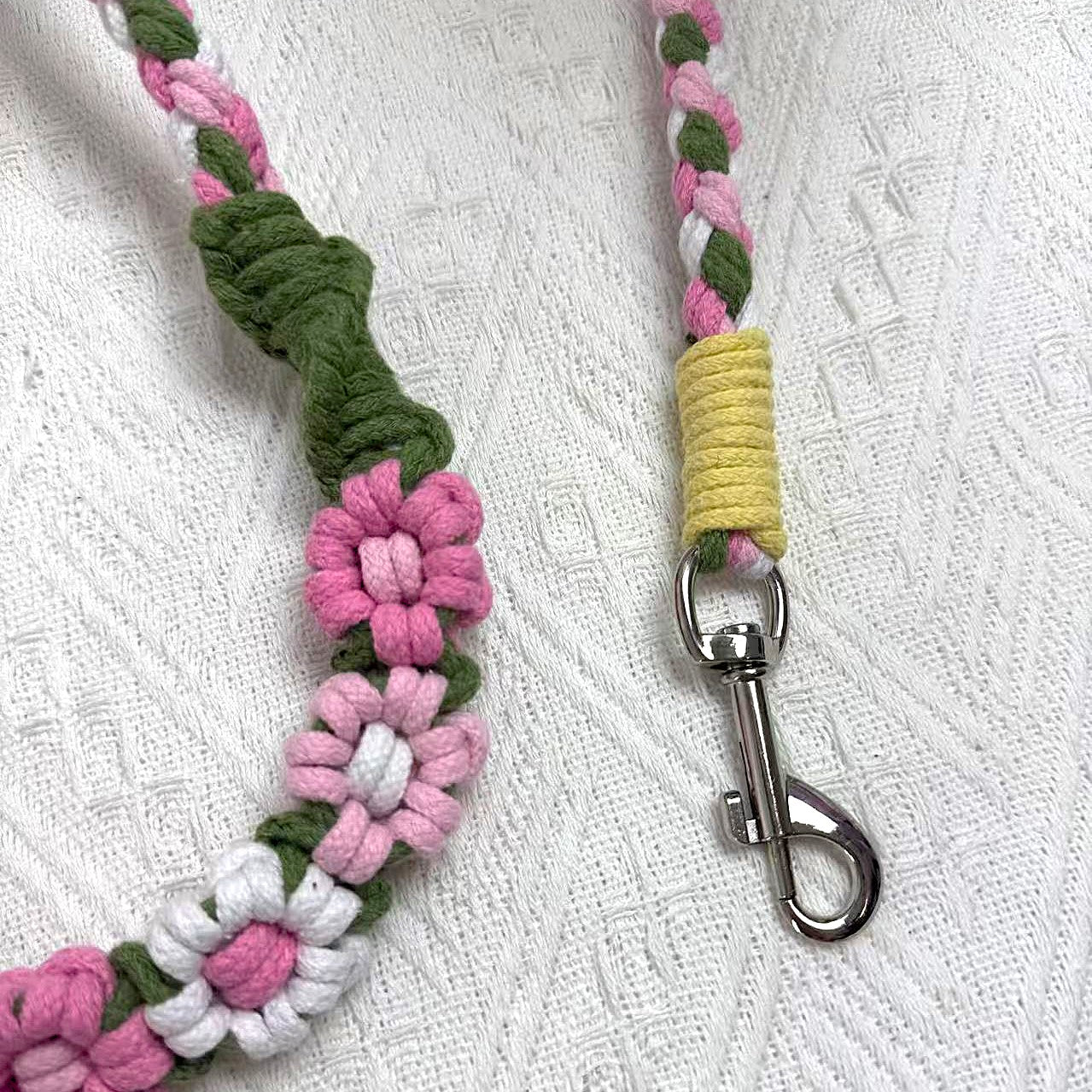 Nine Flowers Rope Dog Leash (Pink Green)