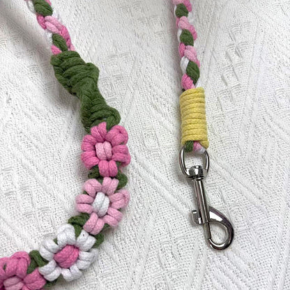 Nine Flowers Rope Dog Leash (Pink Green)