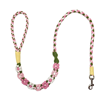 Nine Flowers Rope Dog Leash (Pink Green)
