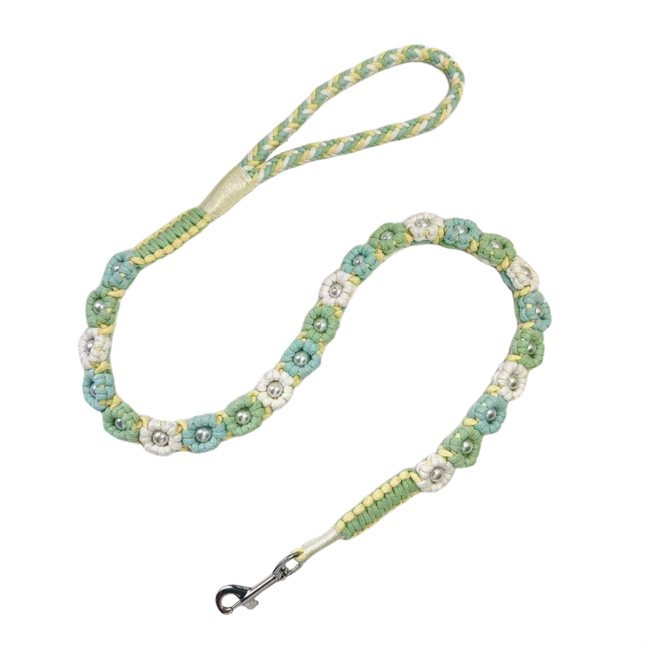 Spring Mint | Hand-woven 25-flower dog leash