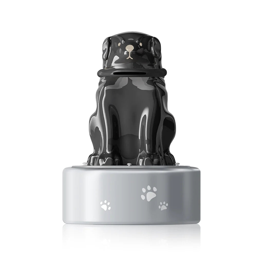 the black dog urn front view